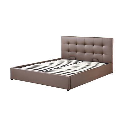 Interiax Morris Bed - Stijlvol Comfort in taupe met lattenbodem (160 x 200 cm)