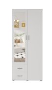Interiax Wardrobe 'Lena' – 2 Doors, 2 Drawers, 1 Hanger, Mirror & 1 Shelf | White | 185x80x52cm thumbnail