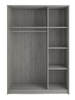 Interiax Kledingkast 'Amelie' – 3 Deuren, 1 Hanger & 4 Legplanken | Grijze Eik | 180x120x54 cm miniatuur