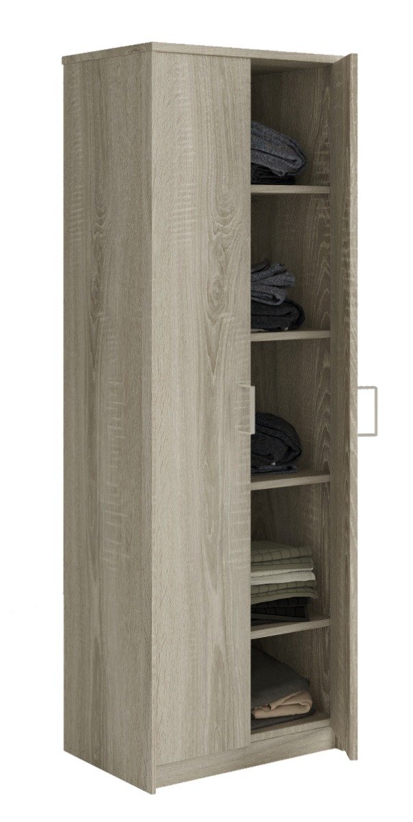 Interiax Opbergkast - Kledingkast 'Amelie' - 2 Deuren & 4 Legplanken | Sonoma Eik | 180x60x40 cm