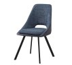 Interiax Eetkamerstoel Ada Bouclé Blauw Rug PU Blauw miniatuur