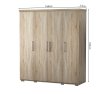 Interiax Wardrobe 'Mila' – 4 Doors, 1 Hanger & 6 Shelves | Sonoma Oak | 183x160x52cm thumbnail