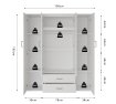 Interiax Wardrobe 'Lena' – 4 Doors, 2 Drawers, 1 Hanger, 2 Mirrors & 7 Shelves | White | 185x160x52cm thumbnail