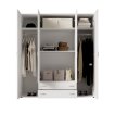 Interiax Wardrobe 'Saar' – 4 Doors, 2 Drawers, 2 Hangers & 4 Shelves | White | 177x160x52 cm thumbnail