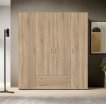 Interiax Wardrobe 'Saar' – 4 Doors, 2 Drawers, 2 Hangers & 4 Shelves | Sonoma Oak | 177x160x52 cm thumbnail