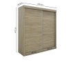 Interiax Wardrobe 'Mila' – Sonoma Oak Sliding-door Wardrobe With 1 Hanger & 4 Shelves | 197.5x182.5x52.5 cm thumbnail