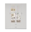 Interiax Wardrobe 'Lena' – 4 Doors, 2 Drawers, 1 Hanger, 2 Mirrors & 7 Shelves | White | 185x160x52cm thumbnail