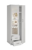 Interiax Wardrobe 'Lena' – 2 Doors, 2 Drawers, 1 Hanger, Mirror & 1 Shelf | White | 185x80x52cm thumbnail