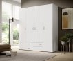 Interiax Wardrobe 'Saar' – 4 Doors, 2 Drawers, 2 Hangers & 4 Shelves | White | 177x160x52 cm thumbnail