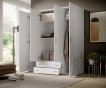Interiax Wardrobe 'Saar' – 4 Doors, 2 Drawers, 2 Hangers & 4 Shelves | White | 177x160x52 cm thumbnail