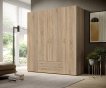 Interiax Wardrobe 'Saar' – 4 Doors, 2 Drawers, 2 Hangers & 4 Shelves | Sonoma Oak | 177x160x52 cm thumbnail