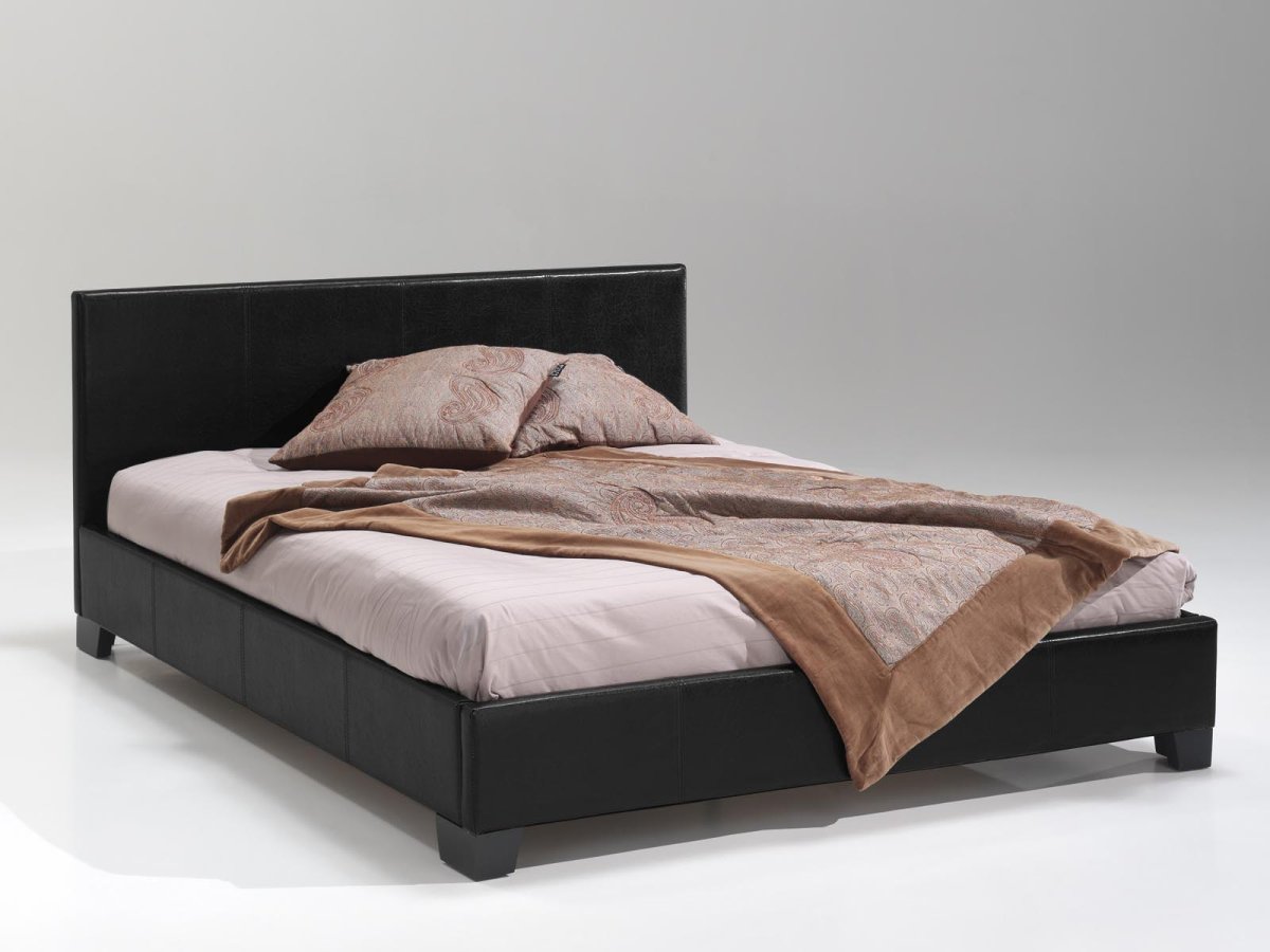Bed 'Roma' 160x200 + Slatted Base - PU Black