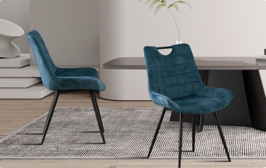 Blue velvet dining chairs