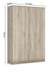 Wardrobe 'Ray' 3 Doors Sonoma (180x120x54cm) thumbnail