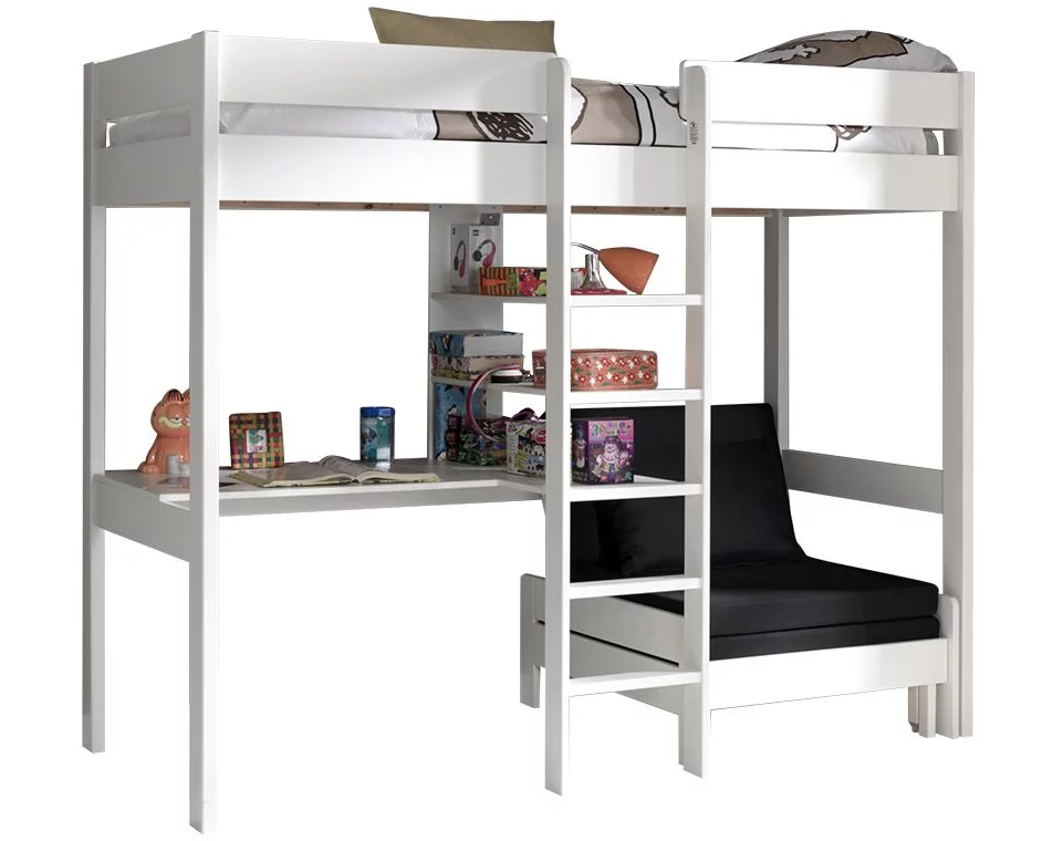Loft Bed Aliks With Sofa Bed - White