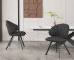 Interiax Chaise de salle à manger Elle Tissu Gris Dossier PU Gris miniature