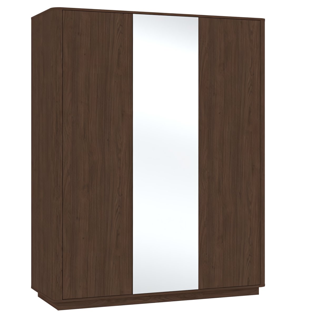 Interiax Kledingkast 'Ravello' 3 deuren, 2 laden en spiegel | Donker Walnoot | 205,5x165,8x56,5 cm