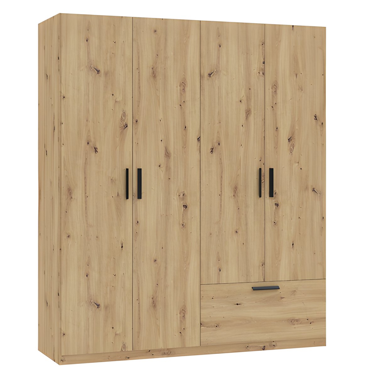 Interiax Wardrobe 'Siena' 4 Doors and 1 Drawer | Artisan Oak | 210x180.4x54 cm