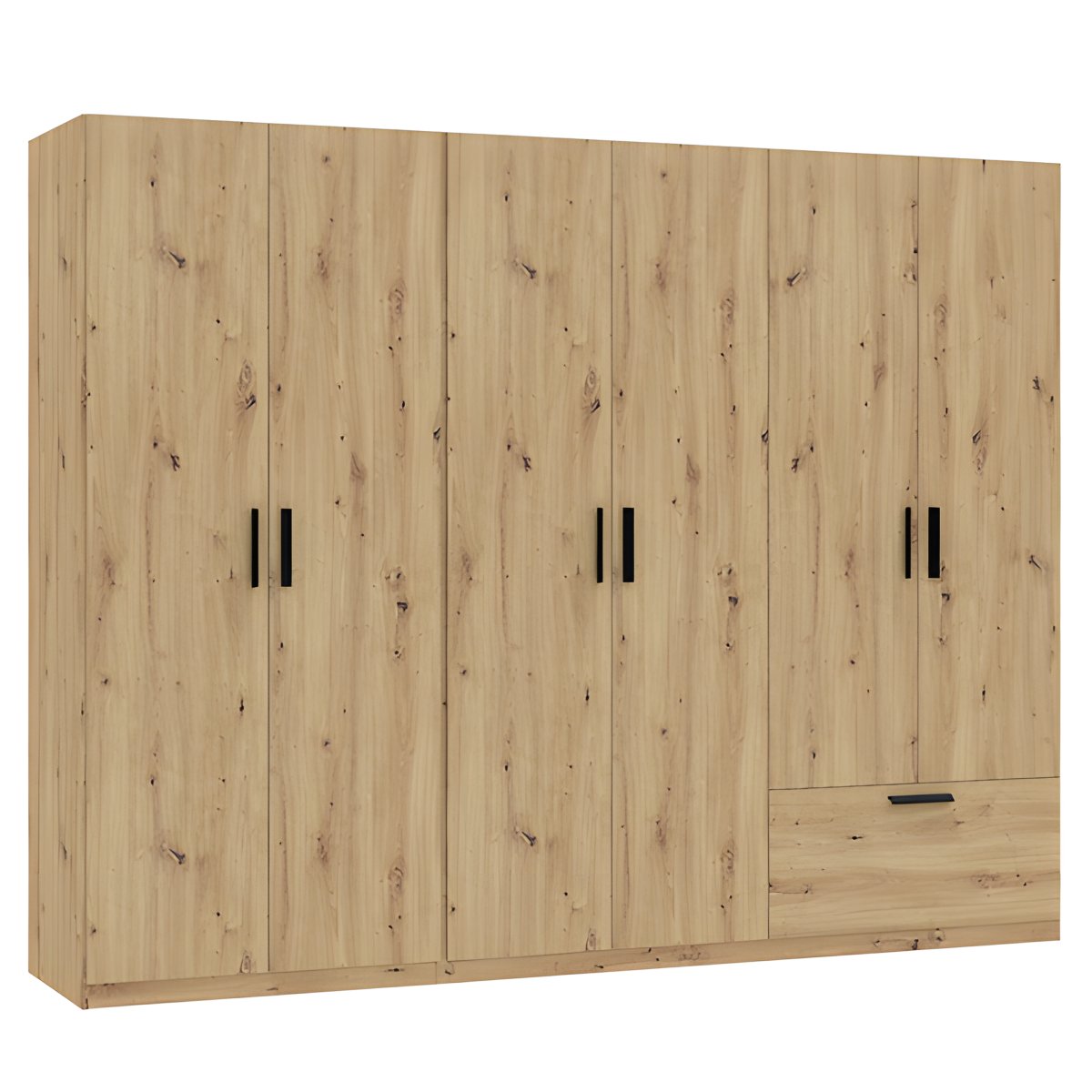 Interiax Wardrobe 'Siena' 6 Doors and 1 Drawer | Artisan Oak | 210x269.8x54 cm