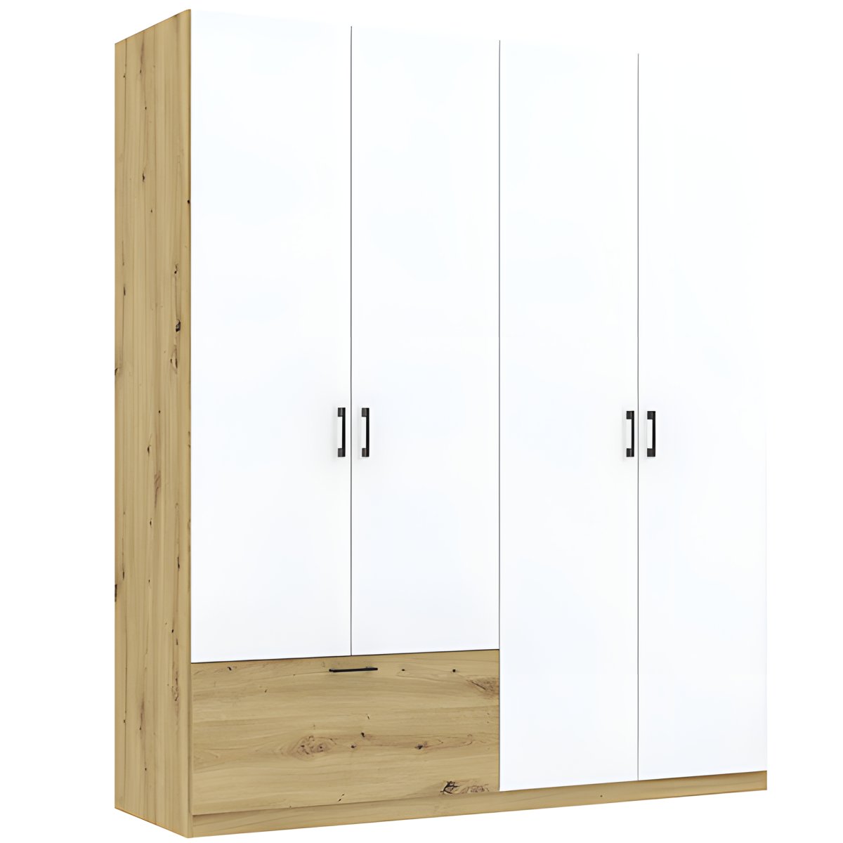 Interiax Kledingkast 'Lucca' 4 Deuren En 1 Lade | Wit/Artisan Eik | 210x180,4x54 cm