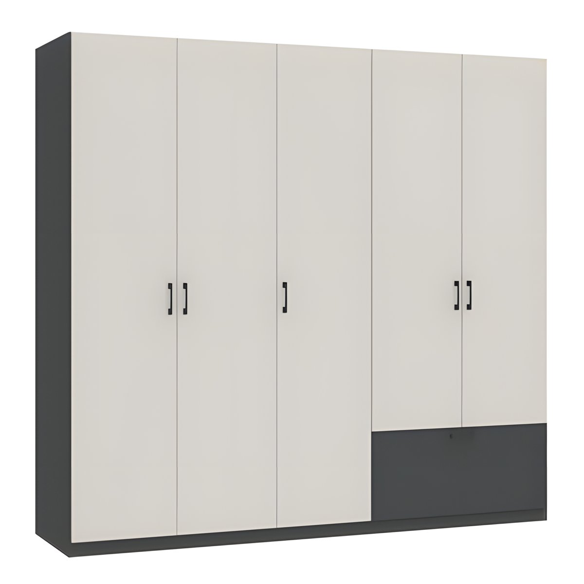 Interiax Kledingkast 'Lucca' 5 Deuren En 1 Lade | Antraciet/Cashmere | 210x225x54 cm
