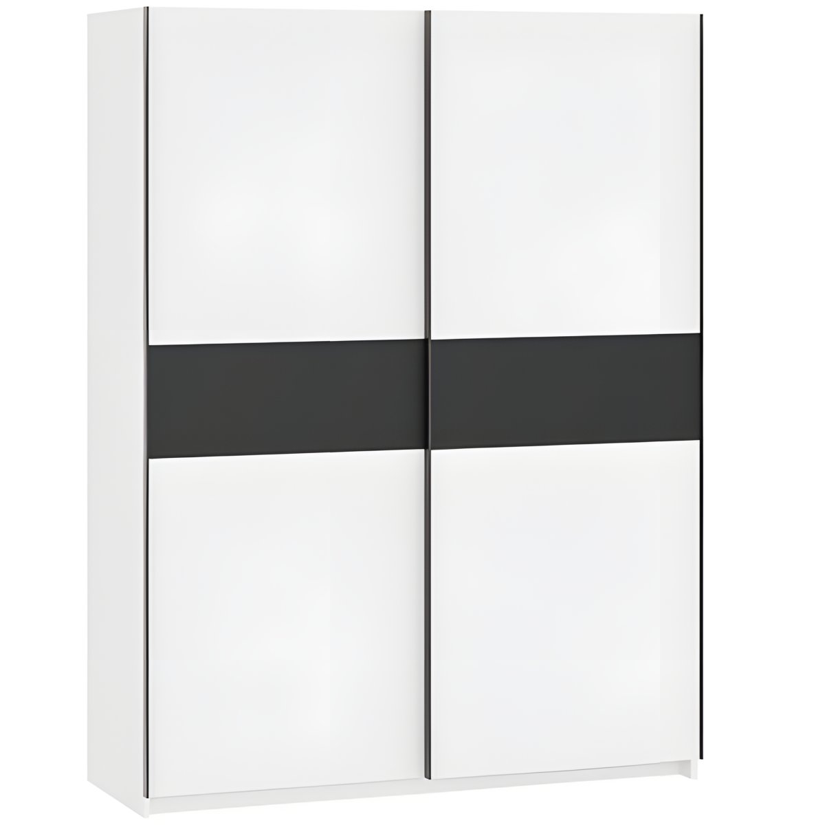 Interiax Kledingkast 'Bari' 2 Deuren | Wit/Antraciet | 204,5x150,6x60,3 cm