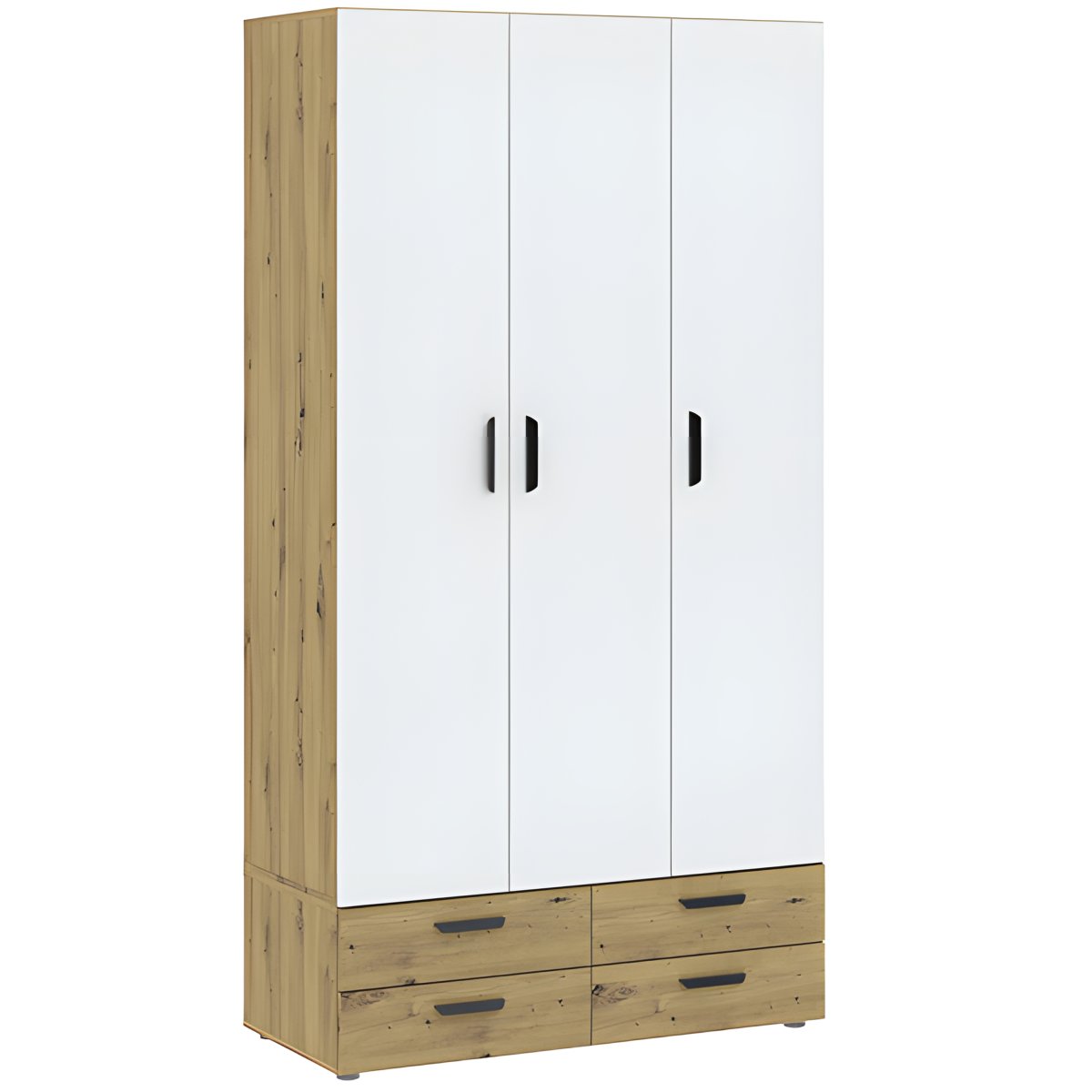 Interiax Kledingkast 'Vicenza' 3 Deuren, 4 Laden | Artisan Eik/Wit | 214x110,7x51,9 cm