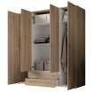 Interiax Wardrobe 'Saar' – 4 Doors, 2 Drawers, 2 Hangers & 4 Shelves | Sonoma Oak | 177x160x52 cm thumbnail