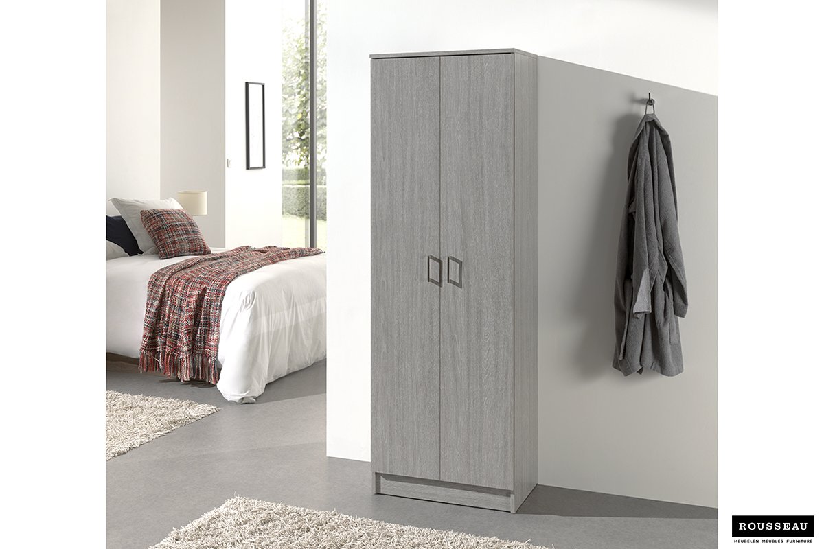 Storage Cabinet 'Ray' 2 Doors and 4 Shelves Grey Oak (180x60x40cm)