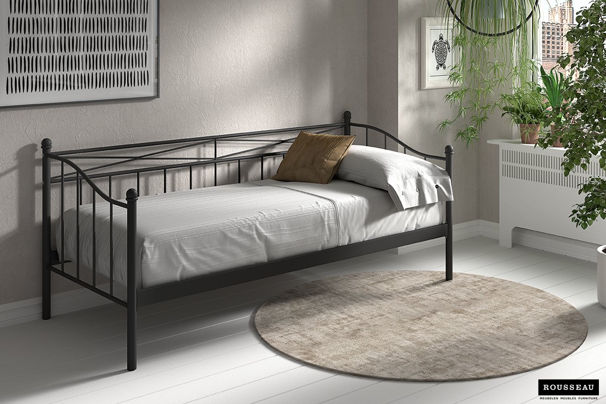 Bedzetel 'Sablo' Zwart 90x200 Met Lattenbodem