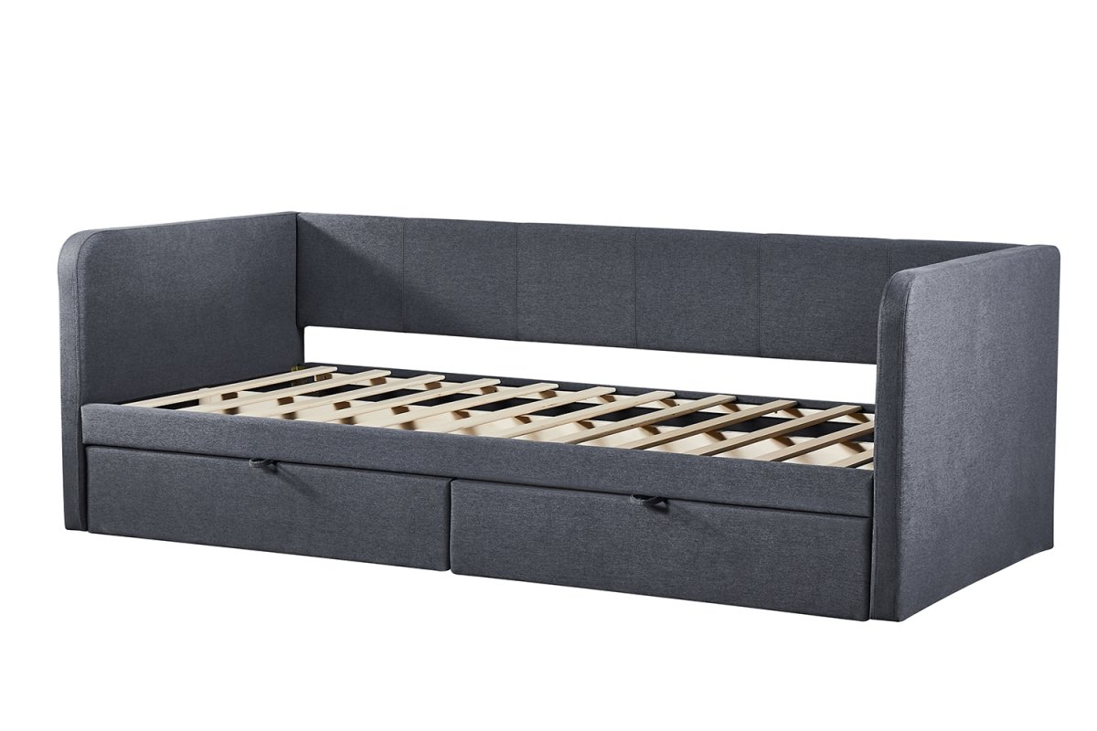 Interiax Liam Bed - Grijs Stof - 90x200cm - 2 schuiven