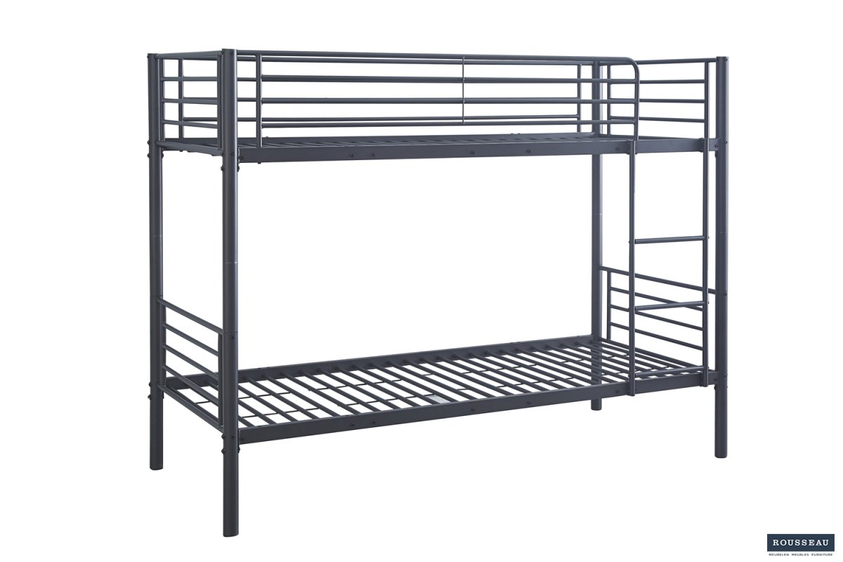 Interiax Ken Bunk Bed - Grey Metal - 90x200 cm - Splittable