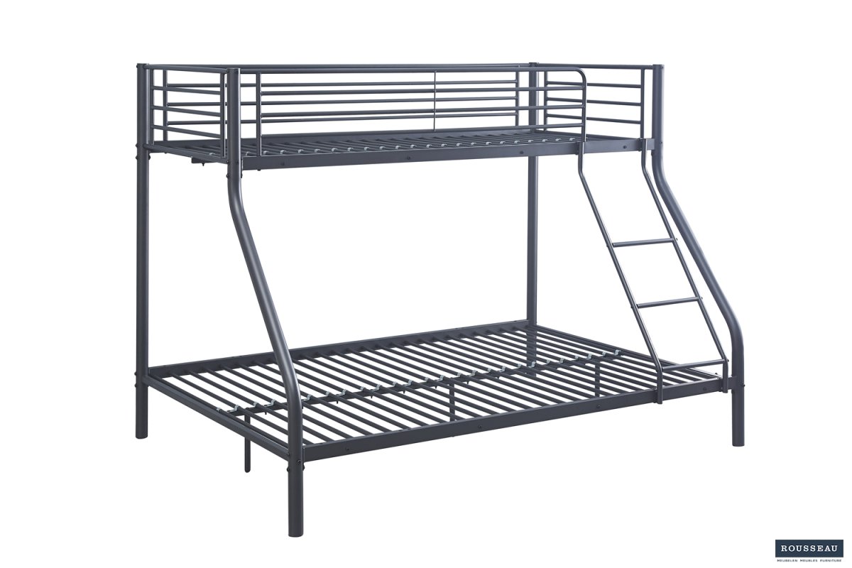 Interiax Trio Stapelbed - Metaal Donkergrijs - 140/90x200 cm - Inclusief Lattenbodems