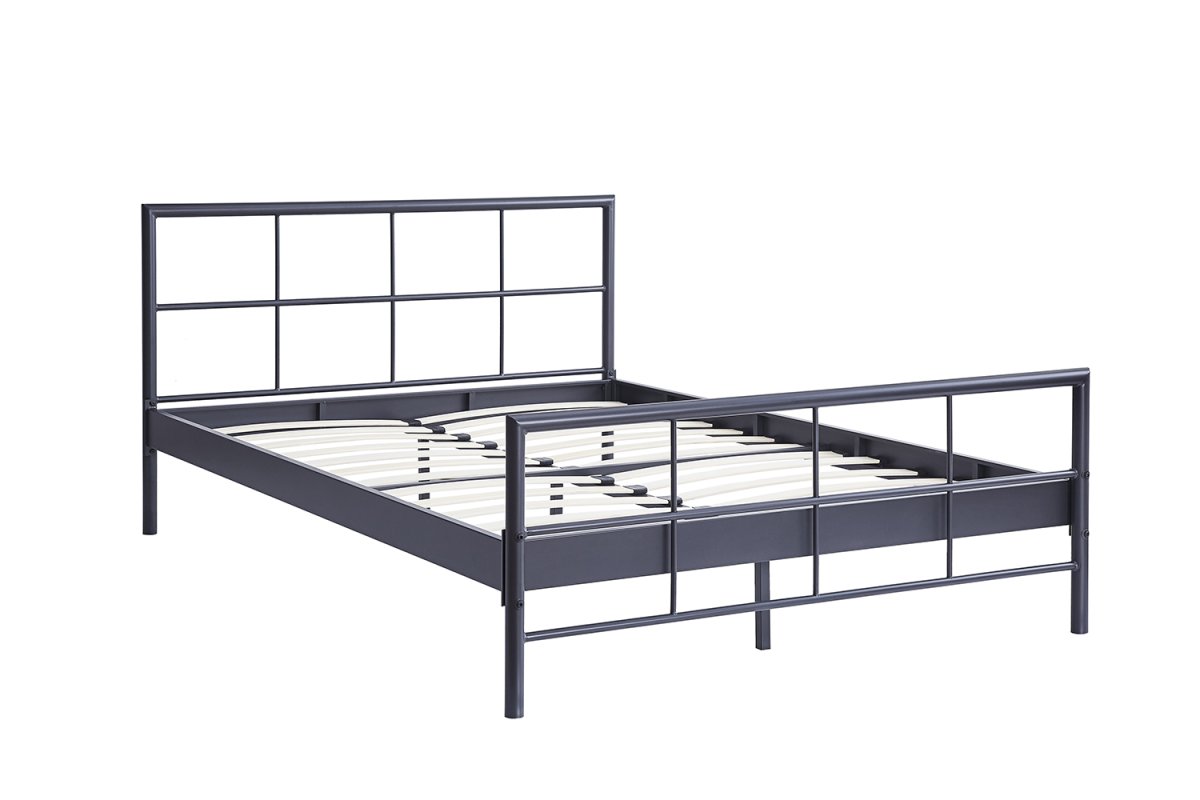 Interiax Lucas Bed - Metal Dark Grey - 140x200 cm - Including Slatted Base