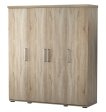 Interiax Wardrobe 'Mila' – 4 Doors, 1 Hanger & 6 Shelves | Sonoma Oak | 183x160x52cm thumbnail