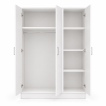 Interiax Kledingkast 'Amelie' – 3 Deuren, 1 Hanger & 4 Legplanken | Wit | 180x120x54 cm miniatuur