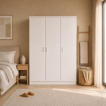 Interiax Kledingkast 'Amelie' – 3 Deuren, 1 Hanger & 4 Legplanken | Wit | 180x120x54 cm miniatuur