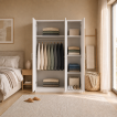 Interiax Kledingkast 'Amelie' – 3 Deuren, 1 Hanger & 4 Legplanken | Wit | 180x120x54 cm miniatuur