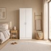 Interiax Armoire 'Amelie' - 2 Portes et 4 Étagères | Blanc | 180x60x40 cm miniature