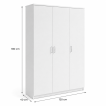 Interiax Armoire 'Amelie' 3 Portes et 8 Étagères | Blanc | 180x120x40 cm miniature