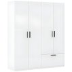 Interiax Kledingkast 'Siena' 4 Deuren En 1 Lade | Wit | 210x180,4x54 cm miniatuur