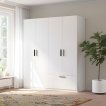 Interiax Kledingkast 'Siena' 4 Deuren En 1 Lade | Wit | 210x180,4x54 cm miniatuur