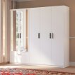 Interiax Kledingkast 'Siena' 5 Deuren, 1 Lade En 2 Spiegels | Wit | 210x225x54 cm miniatuur