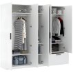 Interiax Kledingkast 'Siena' 5 Deuren, 1 Lade En 2 Spiegels | Wit | 210x225x54 cm miniatuur