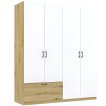 Interiax Kledingkast 'Lucca' 4 Deuren En 1 Lade | Wit/Artisan Eik | 210x180,4x54 cm miniatuur