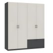 Interiax Kledingkast 'Lucca' 4 Deuren En 1 Lade | Antraciet/Cashmere | 210x180,4x54 cm miniatuur