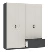 Interiax Kledingkast 'Lucca' 4 Deuren En 1 Lade | Antraciet/Cashmere | 210x180,4x54 cm miniatuur
