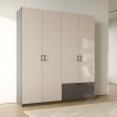 Interiax Kledingkast 'Lucca' 4 Deuren En 1 Lade | Antraciet/Cashmere | 210x180,4x54 cm miniatuur