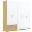 Interiax Kledingkast 'Lucca' 5 Deuren En 1 Lade | Wit/Artisan Eik | 210x225x54 cm miniatuur
