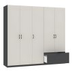 Interiax Kledingkast 'Lucca' 5 Deuren En 1 Lade | Antraciet/Cashmere | 210x225x54 cm miniatuur